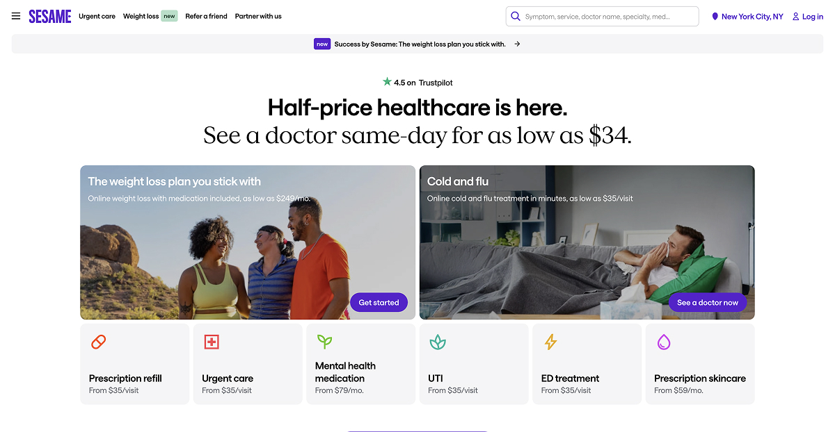 Image of Sesame homepage